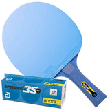 Andro - set Buzzer 400 R tafeltennisbatje - blauw/zwart + ballen
